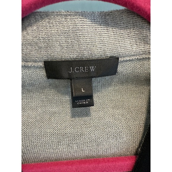 J.Crew Harlow Merino Velvet Panel Cardigan Sweater Gray Black‎ Womens Size L - Picture 3 of 4